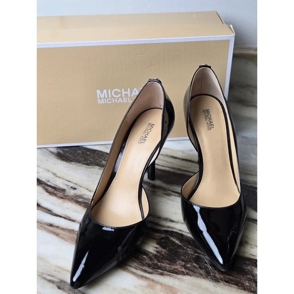Michael Kors Black Patent Leather D'Orsay Pointed Toe‎ Pumps PW16J Size 8.5M